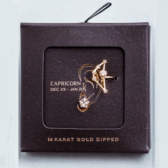 CAPRICORN 14k Gold Dipped Cuff + Stud Earring Set - Picture 2 of 7